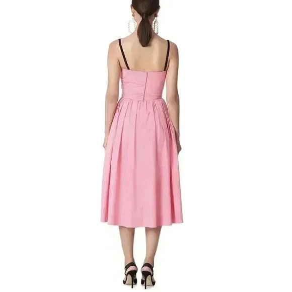 Carolina Herrera Cut Out Bow Bodice A-Line Dress 0 XS Midi Tea Wedding Cocktail - Picture 5 of 10